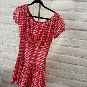 Frankie’s Bikinis Red and White Gingham Mini Dress